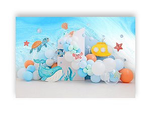 Fundo Fotográfico 2,20 x 1,50 - New Born Fundo do Mar Cute com Balões 044