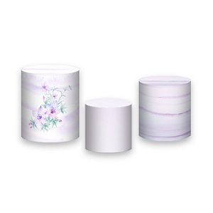 Trio De Capas De Cilindro - Jardim Floral Lilás 029