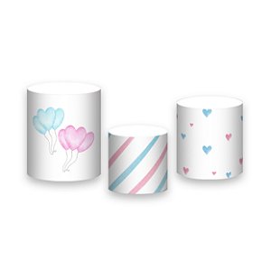 Trio De Capas De Cilindro - Chá Revelação Cute Azul e Rosa 011