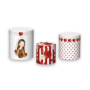 Trio De Capas De Cilindro - Santa Terezinha de Jesus Cute Floral 003