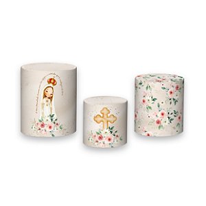 Trio De Capas De Cilindro - Nossa Senhora de Fatima Floral 006