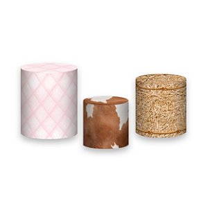 Trio De Capas De Cilindro - Cavalo Branco com Rosa 024