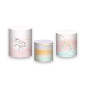 Trio De Capas De Cilindro - Unicórnio Cute Aquarela 011