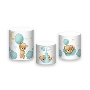 Trio De Capas De Cilindro - Chá de Bebê Urso Aquarela 001