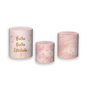 Trio De Capas De Cilindro - Chá de Bebê Brilha Brilha Estrelinha Rosa 008