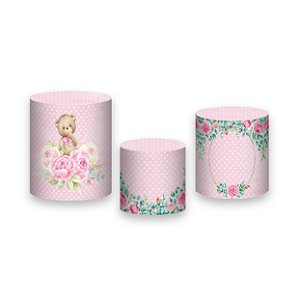 Trio De Capas De Cilindro - Chá de Bebê Ursa Floral 009