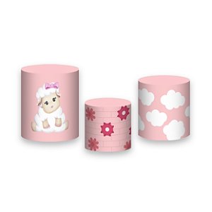 Trio De Capas De Cilindro - Chá de Bebê Ovelinha Rosa 023