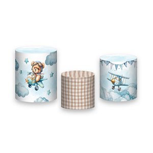Trio De Capas De Cilindro - Chá de Bebê Ursinho Aviador 049