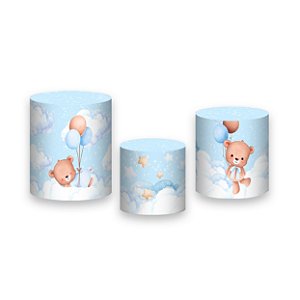 Trio De Capas De Cilindro - Chá de Bebê Urso Céu Azul 053