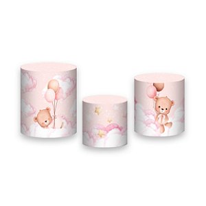 Trio De Capas De Cilindro - Chá de Bebê Urso Rosa Azul 054