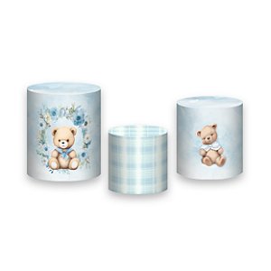 Trio De Capas De Cilindro - Chá de Bebê Urso Floral e Laços 057