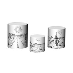 Trio De Capas De Cilindro - Sertão Preto e Branco 017