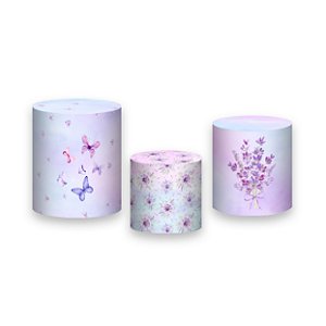 Trio De Capas De Cilindro - Flores Borboletas e Lavandas 046