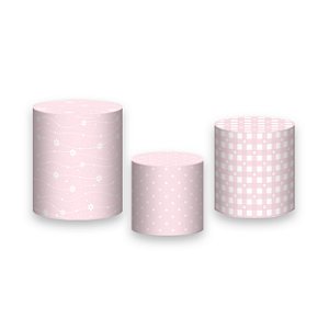 Trio De Capas De Cilindro - Margaridas Delicadas Rosa Pastel 069