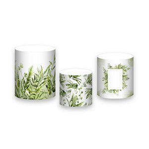 Trio De Capas De Cilindro - Folhagens Verde e Dourado 082
