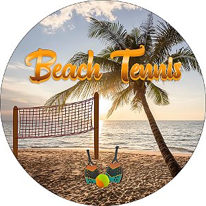 Painel De Festa Redondo 1,50x1,50 - Beach Tennis Praia e Palmeira 010