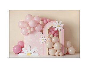 Fundo Fotográfico 2,20 x 1,50 - Margaridas com Balões Rosas 188