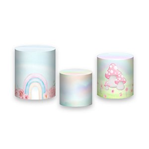 Trio De Capas De Cilindro - Jardim Cute Aquarela 045