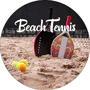 Painel De Festa Redondo 1,50x1,50 - Beach Tennis Raquetes 009