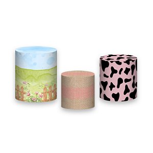 Trio De Capas De Cilindro - Fazendinha Cute Rosa 007