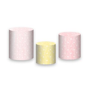 Trio De Capas De Cilindro - Estampa Rosa e Amarela Aquarela 006