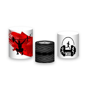 Trio De Capas De Cilindro - Silhueta Crossfit Vermelho 011