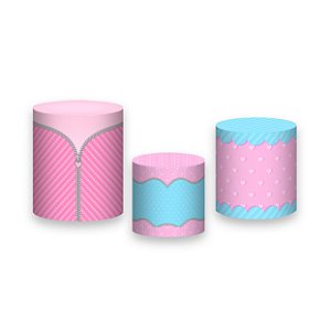 Trio De Capas De Cilindro - Zíper Azul e Rosa 023