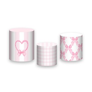 Trio De Capas De Cilindro - Laços Rosas Aquarela 058