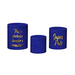 Trio De Capas De Cilindro - Dia dos Pais Azul com Dourado 044