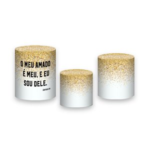 Trio De Capas De Cilindro - Encontro de Casais Branco com Dourado 046