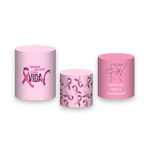 Trio De Capas De Cilindro - Outubro Rosa Círculos 008