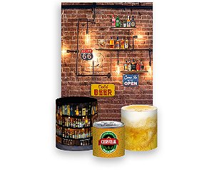 Painel De Festa Vertical 1,50 x 2,20 + Trio De Capas Cilindro - Boteco Chique Clean 007