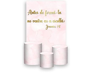 Painel De Festa Vertical 1,50 x 2,20 + Trio De Capas Cilindro - Deus Te Escolheu Rosa 083