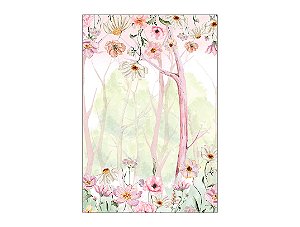 Painel De Festa Vertical 1,50 x 2,20 -  Floresta Rosada Aquarela 136