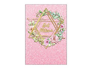 Painel De Festa Vertical 1,50 x 2,20 - Bat Mitzvá Judaico Rosa com Dourado 061