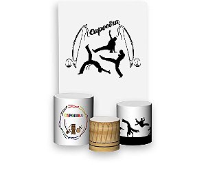 Painel De Festa Vertical 1,50 x 2,20 + Trio De Capas Cilindro - Capoeira Berimbau 001