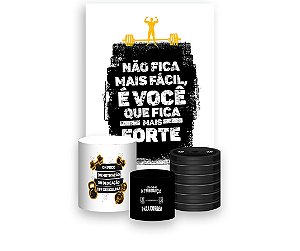 Painel De Festa Vertical 1,50 x 2,20 + Trio De Capas Cilindro - Academia Preto 045