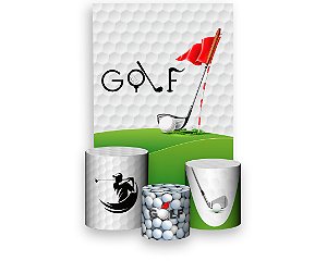 Painel De Festa Vertical 1,50 x 2,20 + Trio De Capas Cilindro - Campo de Golf 002