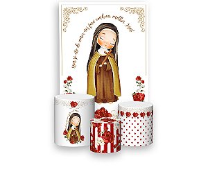 Painel De Festa Vertical 1,50 x 2,20 + Trio De Capas Cilindro - Santa Teresinha do Menino Jesus 016