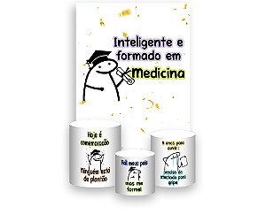 Painel De Festa Vertical 1,50 x 2,20 + Trio De Capas Cilindro - Flork Formatura Medicina 023