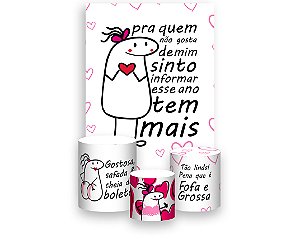 Painel De Festa Vertical 1,50 x 2,20 + Trio De Capas Cilindro - Flork Safada Frases 026