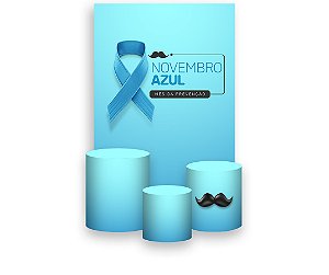 Painel De Festa Vertical 1,50 x 2,20 + Trio De Capas Cilindro - Novembro Azul Prevenção 008