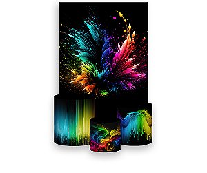 Painel De Festa Vertical 1,50 x 2,20 + Trio De Capas Cilindro - Efeito  Neon Sete Cores 022
