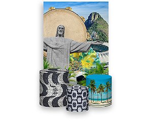 Painel De Festa Vertical 1,50 x 2,20 + Trio De Capas Cilindro -  Rio de Janeiro Cristo Redentor 004