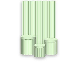 Painel De Festa Vertical 1,50 x 2,20 + Trio De Capas Cilindro - Efeito Ripado Madeira Verde 008