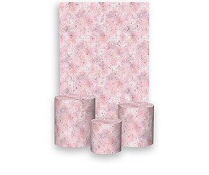 Painel De Festa Vertical 1,50 x 2,20 + Trio De Capas Cilindro - Efeito Lantejoulas Rosa Claro 026