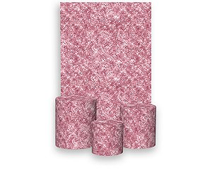 Painel De Festa Vertical 1,50 x 2,20 + Trio De Capas Cilindro - Efeito Lantejoulas Rosa Suave 027