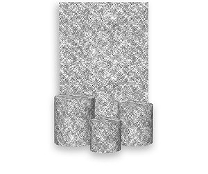 Painel De Festa Vertical 1,50 x 2,20 + Trio De Capas Cilindro - Efeito Lantejoulas Prateado 030