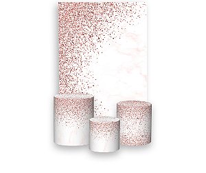 Painel De Festa Vertical 1,50 x 2,20 + Trio De Capas Cilindro -  Efeito Glitter Rose 038