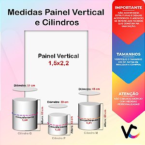 Painel De Festa Vertical 1,50 x 2,20 + Trio De Capas Cilindro - Efeito Brilhos Dourado 012